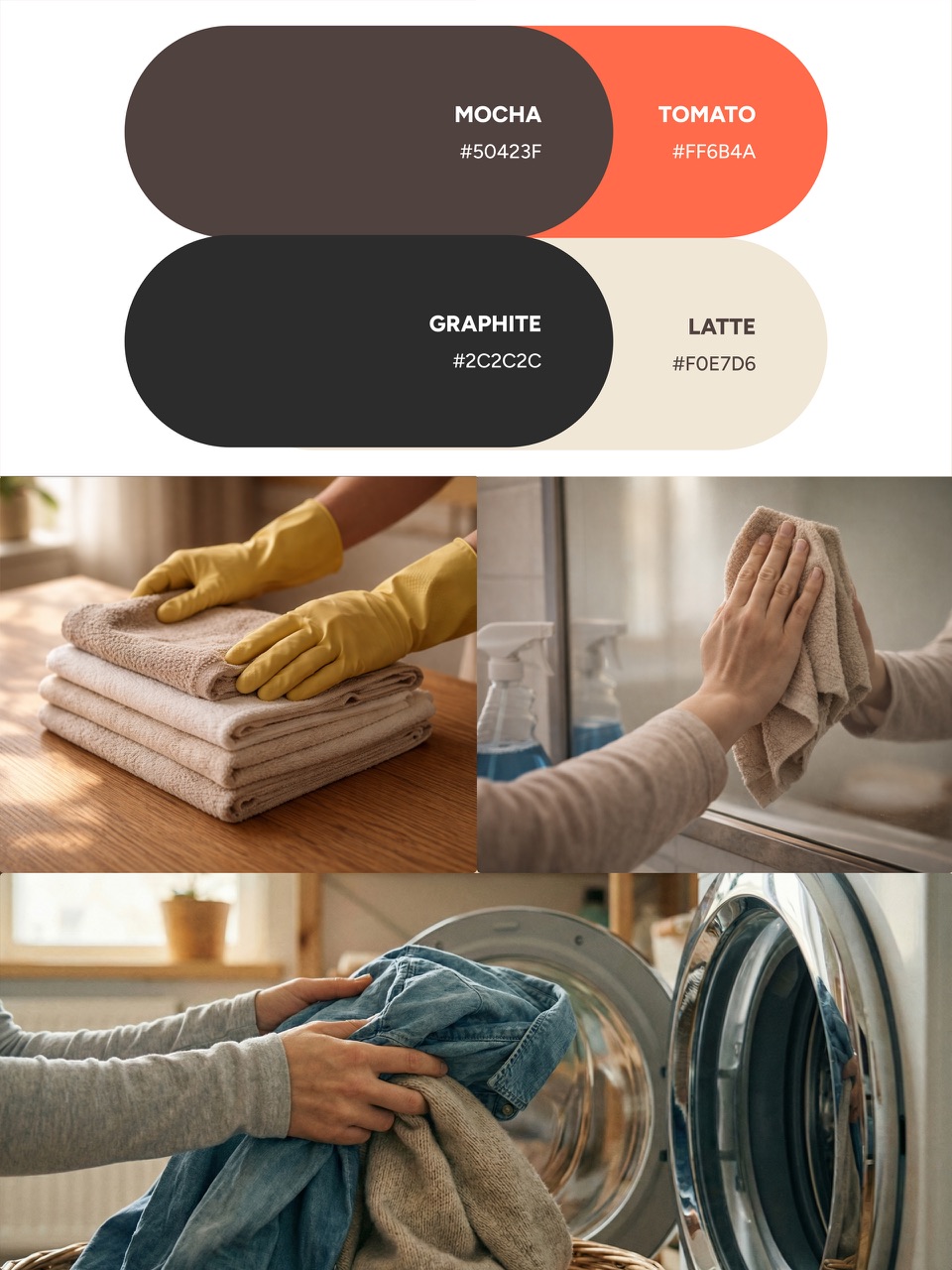 LM Alltagshilfe brand system — signature mark, colour palette, and visual identity