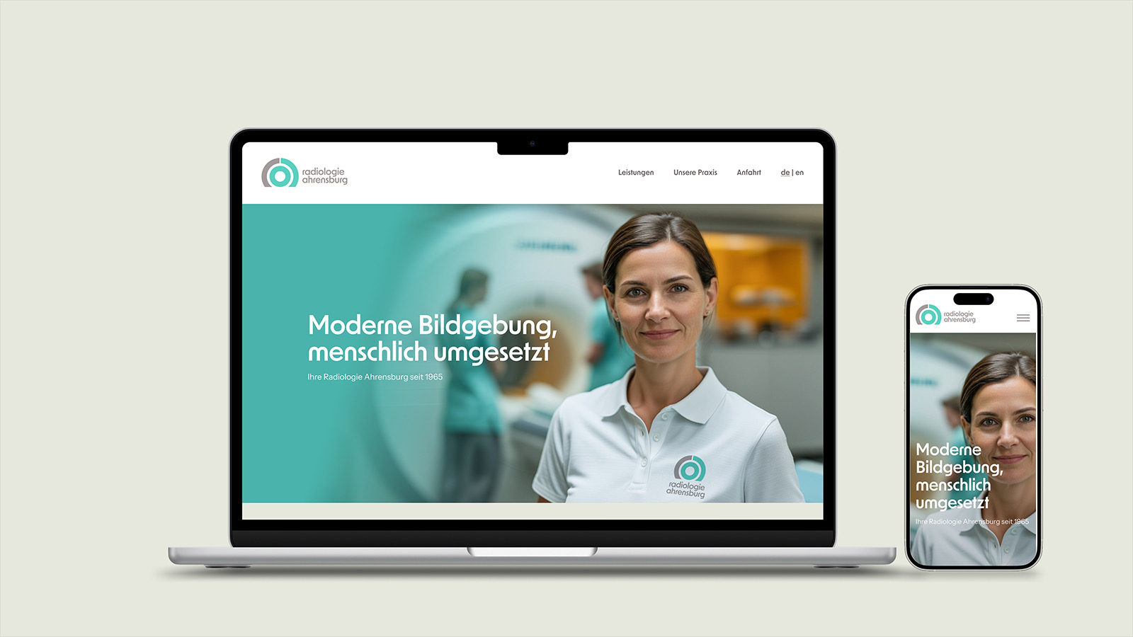 Radiologie Ahrensburg website — bilingual one-page with Doctolib integration